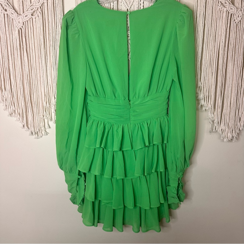 Green Ruffled Mini Dress - Picture 7 of 10